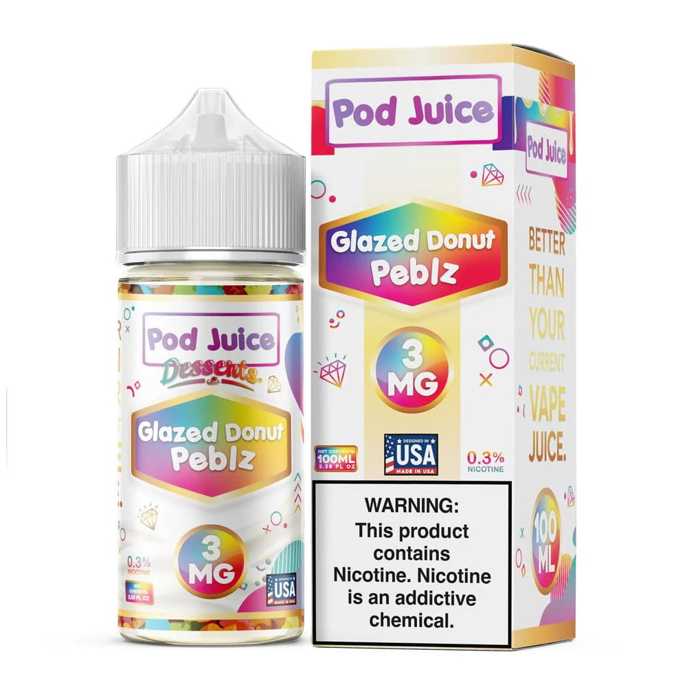 Glazed Donut Peblz Pod Juice 100mL Freebase Bottle - Sweet Cereal Topped Glazed Donut Flavor