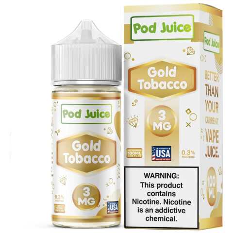 Gold Tobacco Pod Juice 100mL Freebase Bottle - Smooth Golden Tobacco Flavor