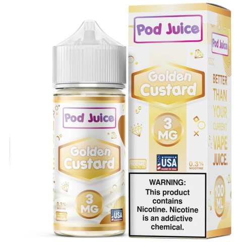 Golden Custard Pod Juice 100mL Freebase Bottle - Creamy Rich Vanilla Custard Flavor
