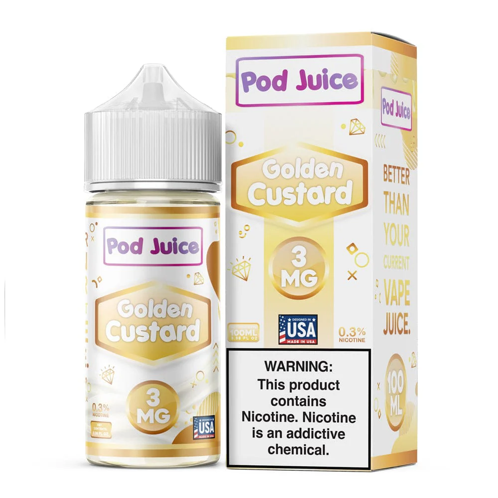 Golden Custard Pod Juice 100mL Golden Custard Pod Juice 100mL Freebase Bottle - Creamy Rich Vanilla Custard Flavor