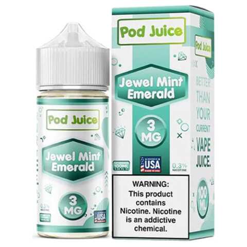 Jewel Mint Emerald Pod Juice 100mL Freebase Bottle - Extra Icy Green Menthol Flavor