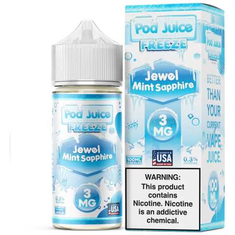 Jewel Mint Sapphire Freeze Pod Juice 100mL Freebase Bottle - Intense Sub-Zero Icy Menthol Flavor