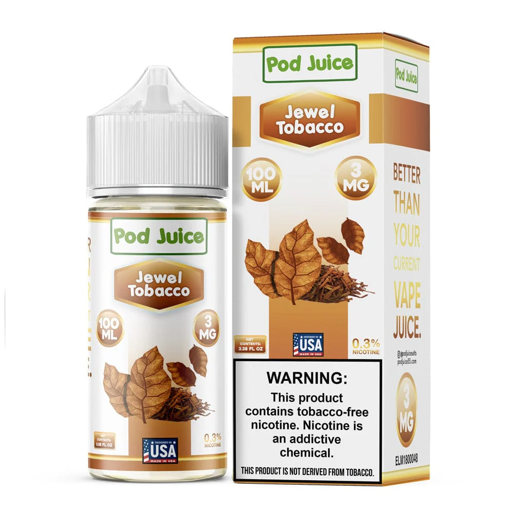 Jewel Tobacco Pod Juice 100mL Freebase Bottle - Smooth Light Virginia Tobacco Flavor