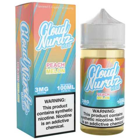 Peach Melon Iced Cloud Nurdz 100ml e-liquid bottle