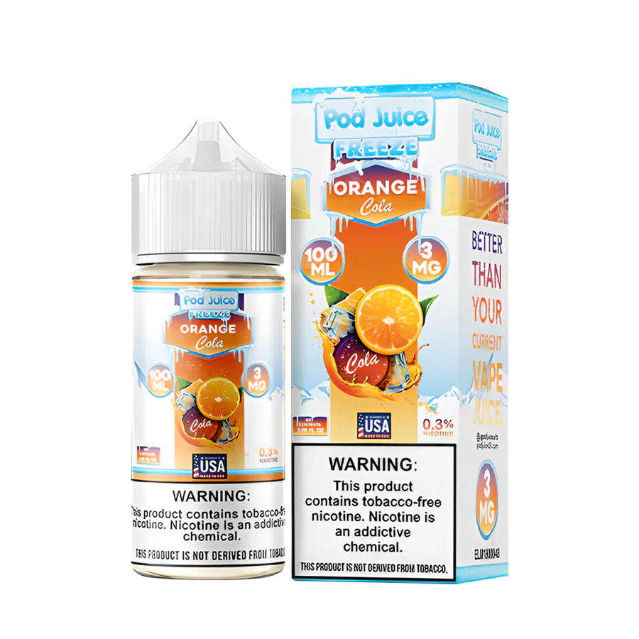 Orange Cola Freeze Pod Juice 100mL Freebase Bottle - Chilled Orange Soda & Cola Flavor