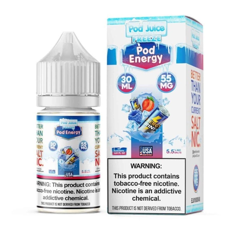 Pod Energy Freeze Pod Juice 100mL Freebase Bottle - Chilled Energy Drink Flavor