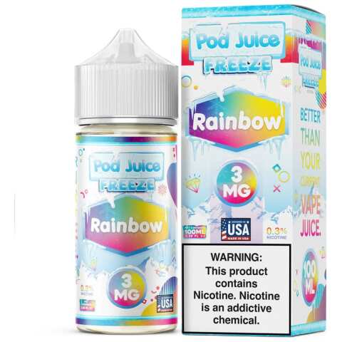 Rainbow Freeze Pod Juice 100mL Freebase Bottle - Chilled Mixed Fruit Candy Flavor