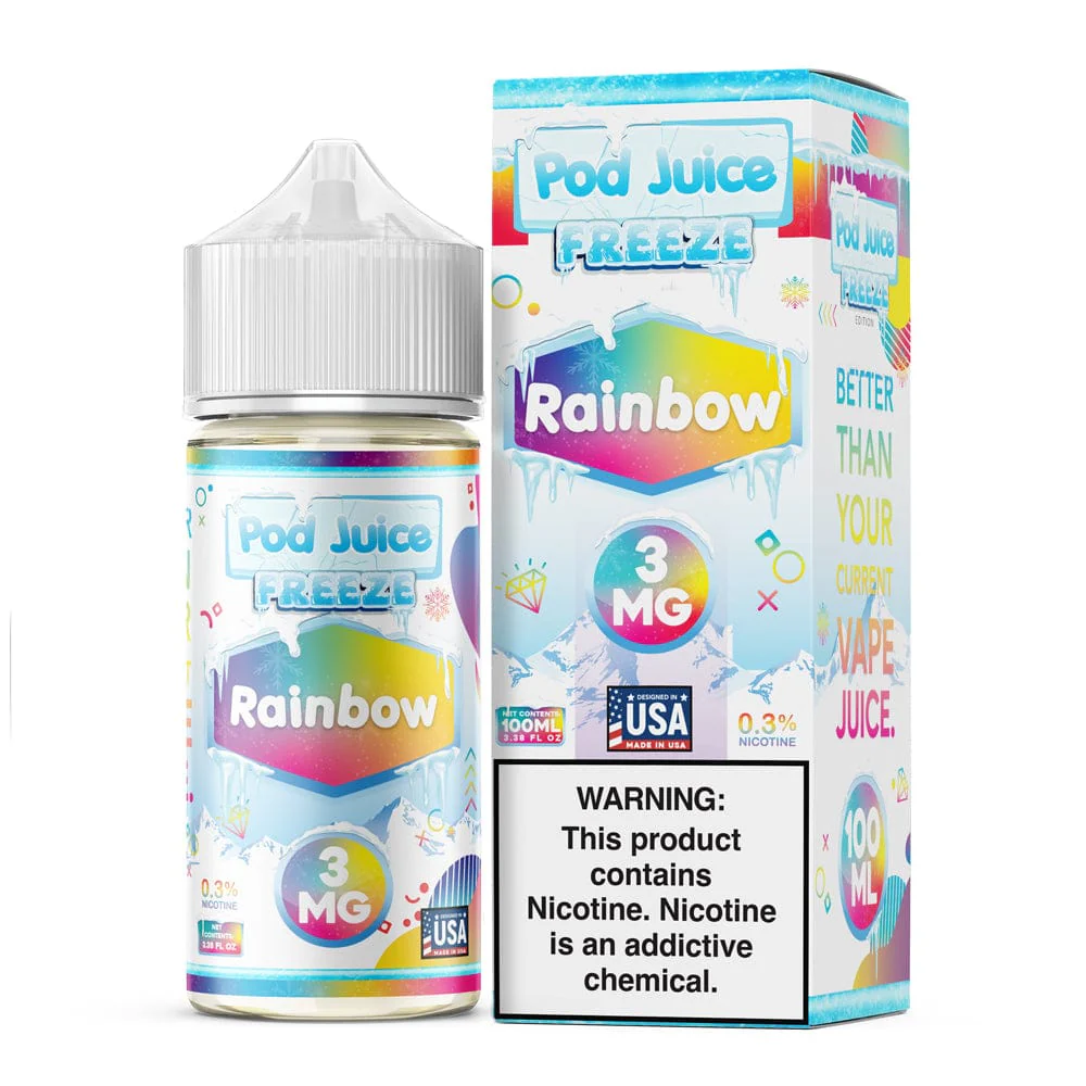 Rainbow Freeze Pod Juice 100mL Freebase Bottle - Chilled Mixed Fruit Candy Flavor