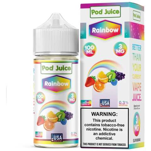 Rainbow Pod Juice 100mL Freebase Bottle - Sweet Multi-Colored Fruit Candy Flavor