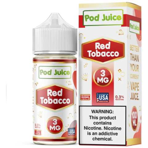 Red Tobacco Pod Juice 100mL Freebase Bottle - Bold Full-Bodied Tobacco Flavor