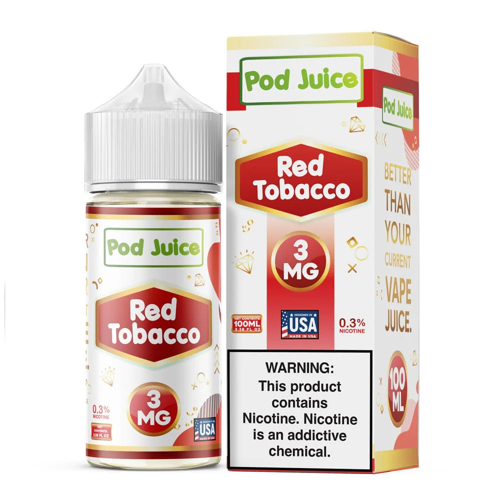Red Tobacco Pod Juice 100mL Red Tobacco Pod Juice 100mL Freebase Bottle - Bold Full-Bodied Tobacco Flavor