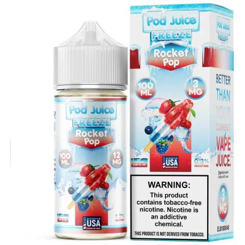 Rocket Pop Freeze Pod Juice 100mL Freebase Bottle - Chilled Red White & Blue Popsicle Flavor