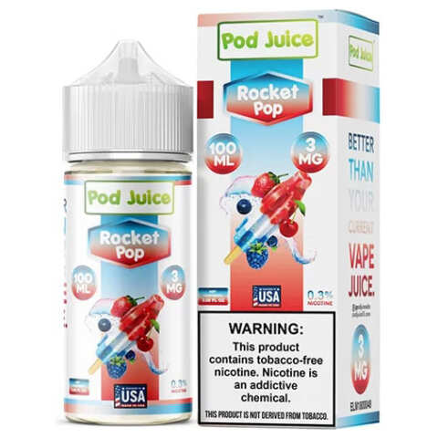 Rocket Pop Pod Juice 100mL Freebase Bottle - Classic Red White & Blue Popsicle Flavor