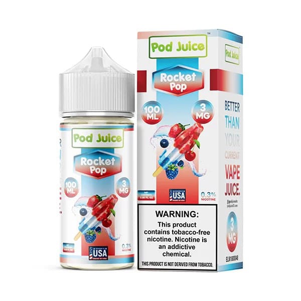 Rocket Pop Pod Juice 100mL Freebase Bottle - Classic Red White & Blue Popsicle Flavor