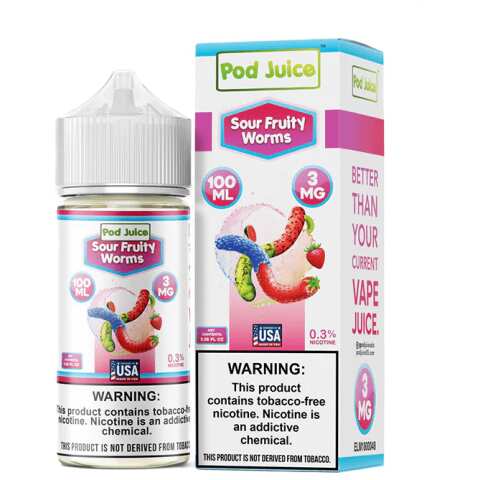 Sour Fruity Worms Pod Juice 100mL Freebase Bottle - Tangy Sweet Gummy Candy Flavor