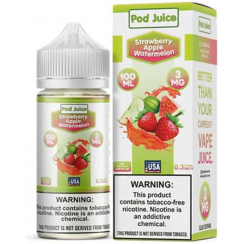 Strawberry Apple Watermelon Pod Juice 100mL Freebase Bottle - Chilled Triple Fruit Medley Flavor
