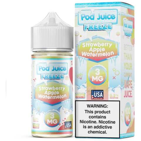 Strawberry Apple Watermelon Freeze Pod Juice 100mL Freebase Bottle - Chilled Triple Fruit Medley Flavor