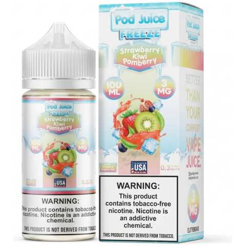 Strawberry Kiwi Pomberry Freeze Pod Juice 100mL Freebase Bottle - Chilled Exotic Fruit Medley