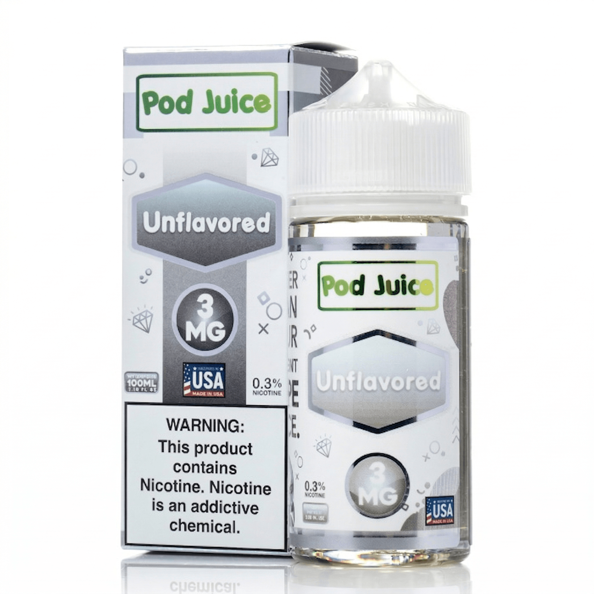 Unflavored Pod Juice 100mL Freebase Bottle - Pure Crystal Clear E-liquid