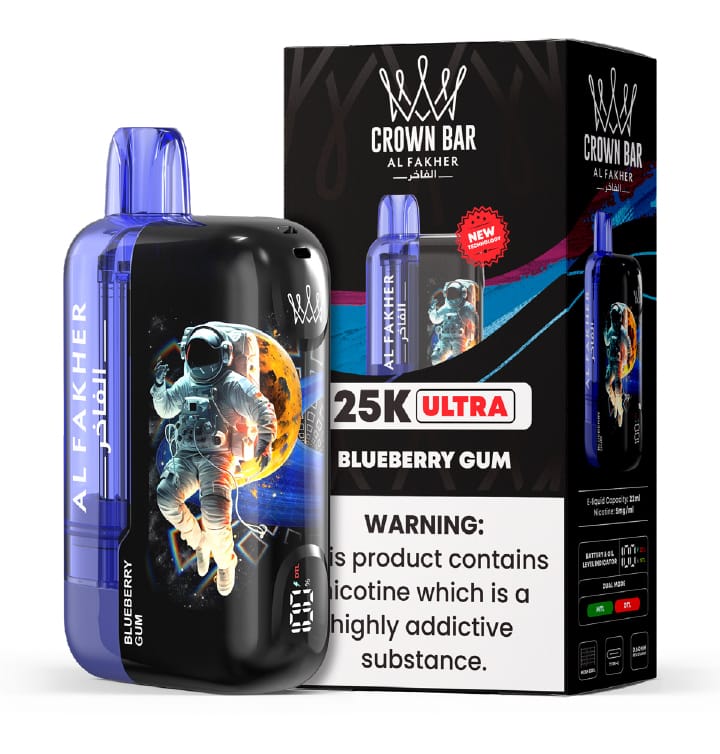 AF 25K ULTRA MOCKUP Blueberry Gum Al Fakher Crown Bar Ultra 25K Disposable Vape