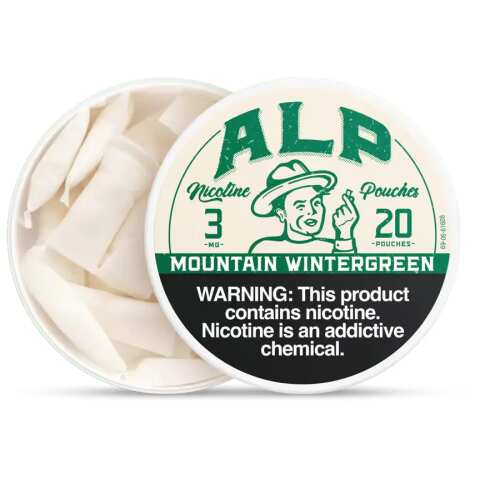 Mountain Wintergreen ALP Nicotine Pouches opened top