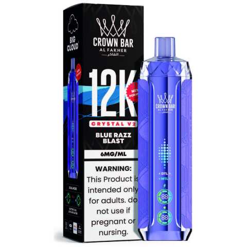 Blue Razz Blast Al Fakher Crown Bar Crystal V2 12K Disposable Vape