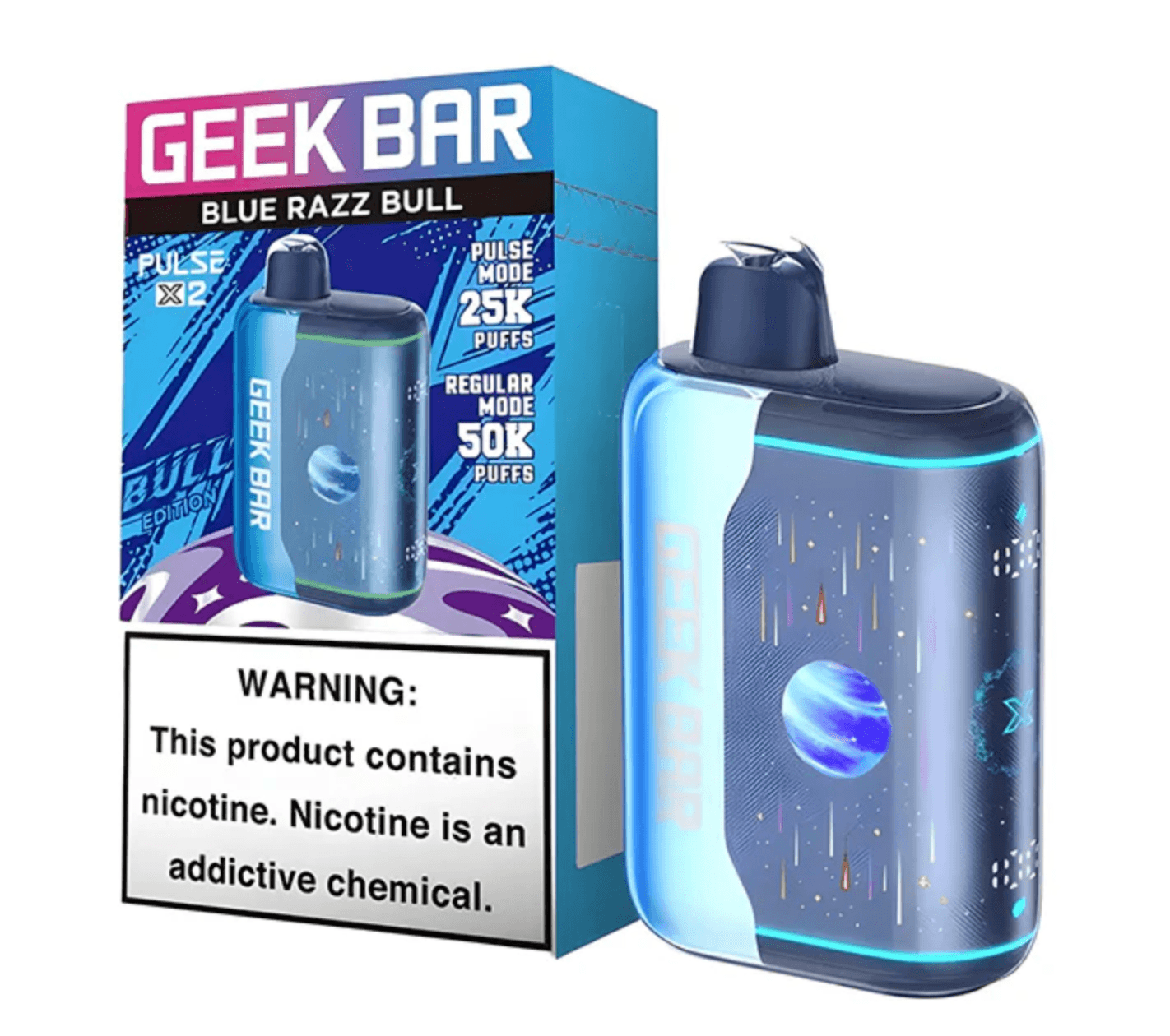 Blue Razz Bull Geek Bar Pulse X2 50K Disposable Vape