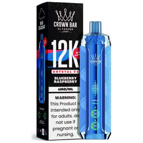 Blueberry Raspberry Al Fakher Crown Bar Crystal V2 12K Disposable Vape