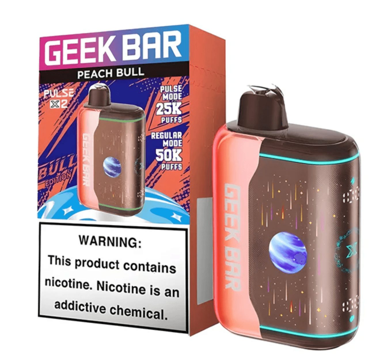 Peach Bull Geek Bar Pulse X2 50K Disposable Vape