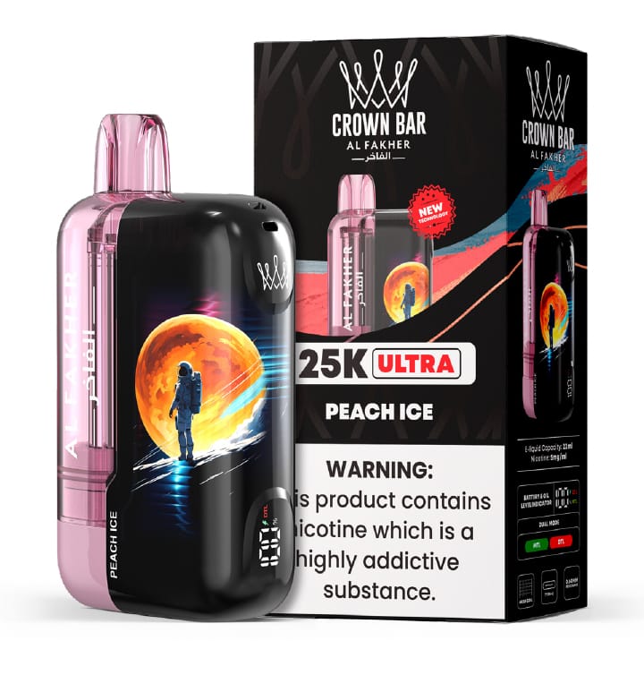 Peach Ice Al Fakher Crown Bar Ultra 25K Disposable Vape