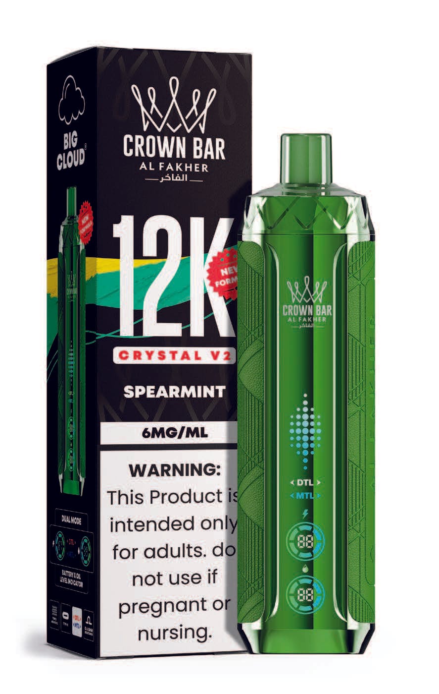 Spearmint Al Fakher Crown Bar Crystal V2 12K Spearmint Al Fakher Crown Bar Crystal V2 12K Disposable Vape