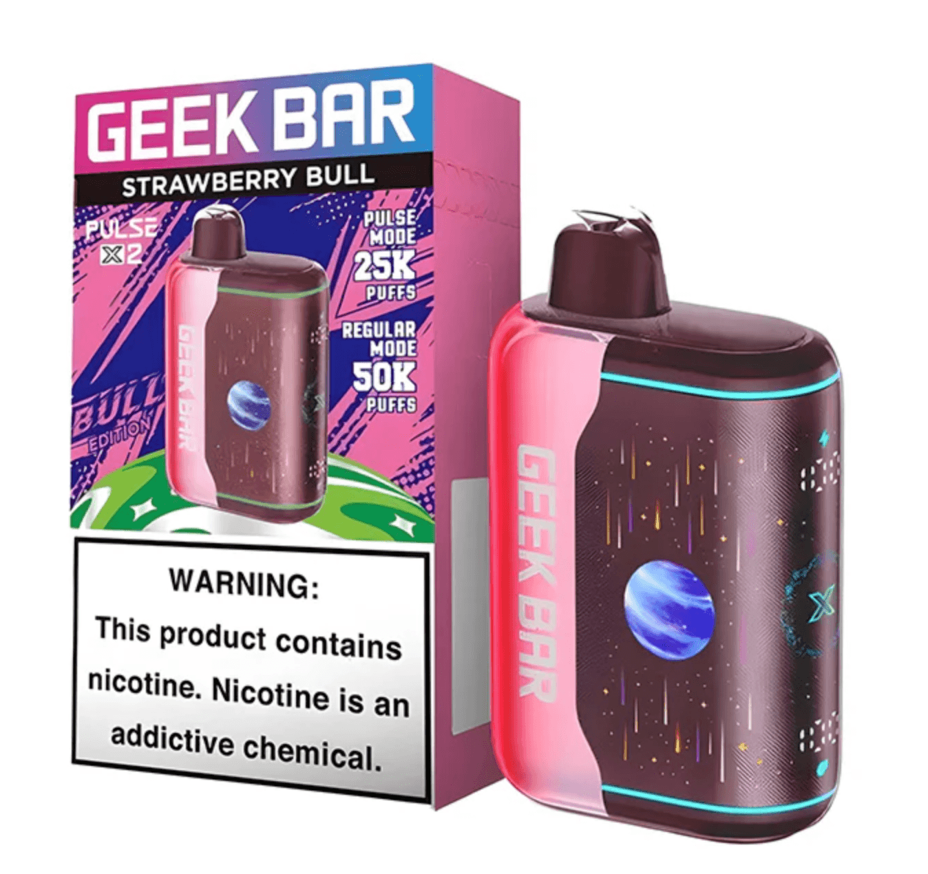 Strawberry Bull Geek Bar Pulse X2 50K Disposable Vape