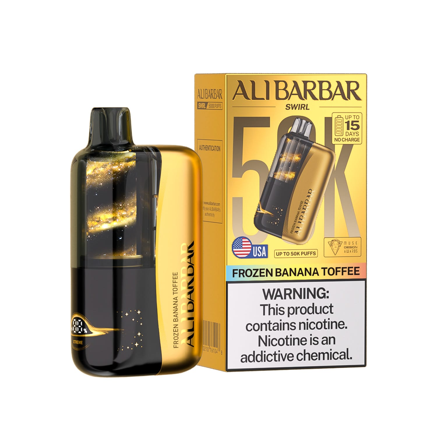 Frozen Banana Toffee Frozen Banana Toffee Alibarbar Swirl 50K Disposable Vape