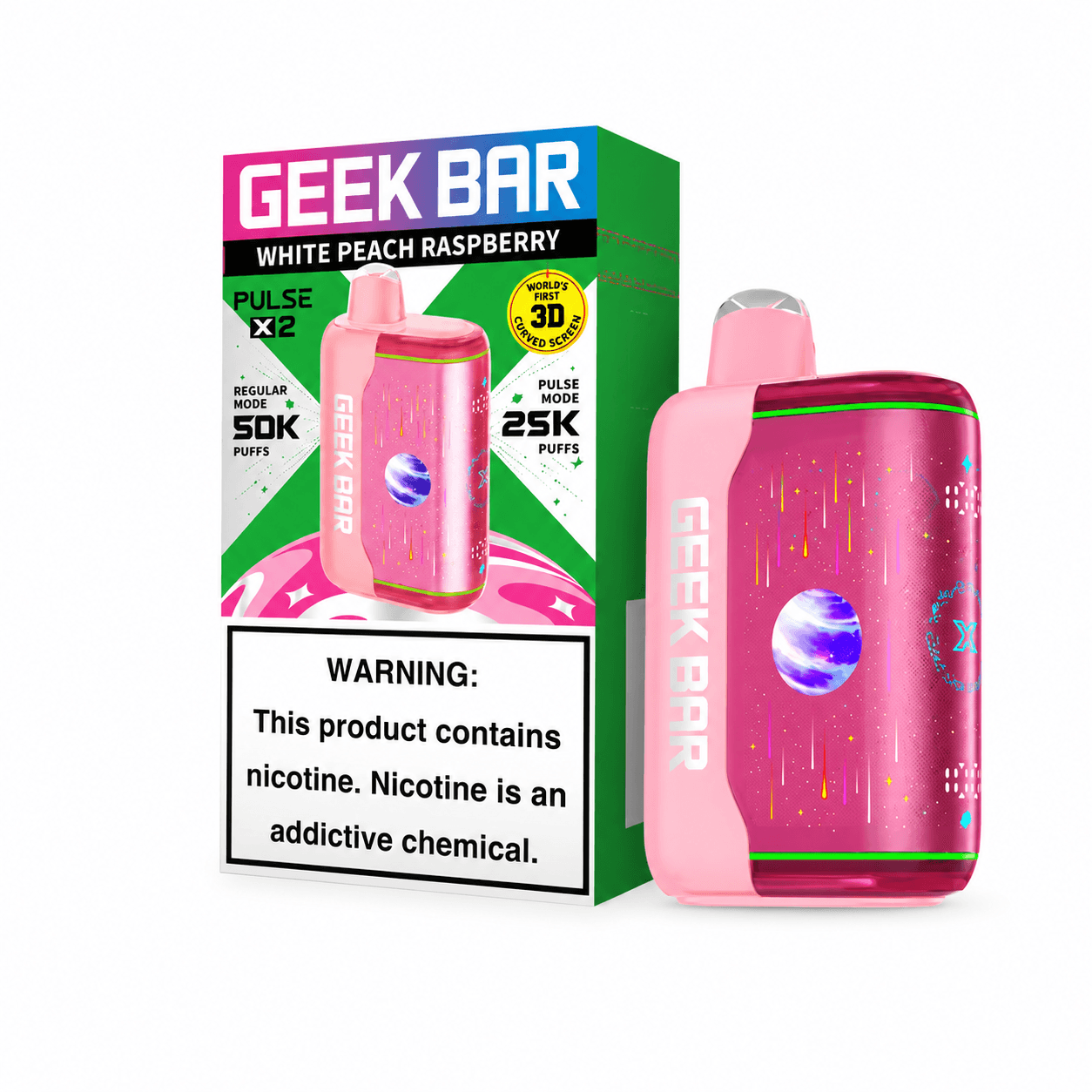 White Peach Raspberry Geek Bar Pulse X2 50K